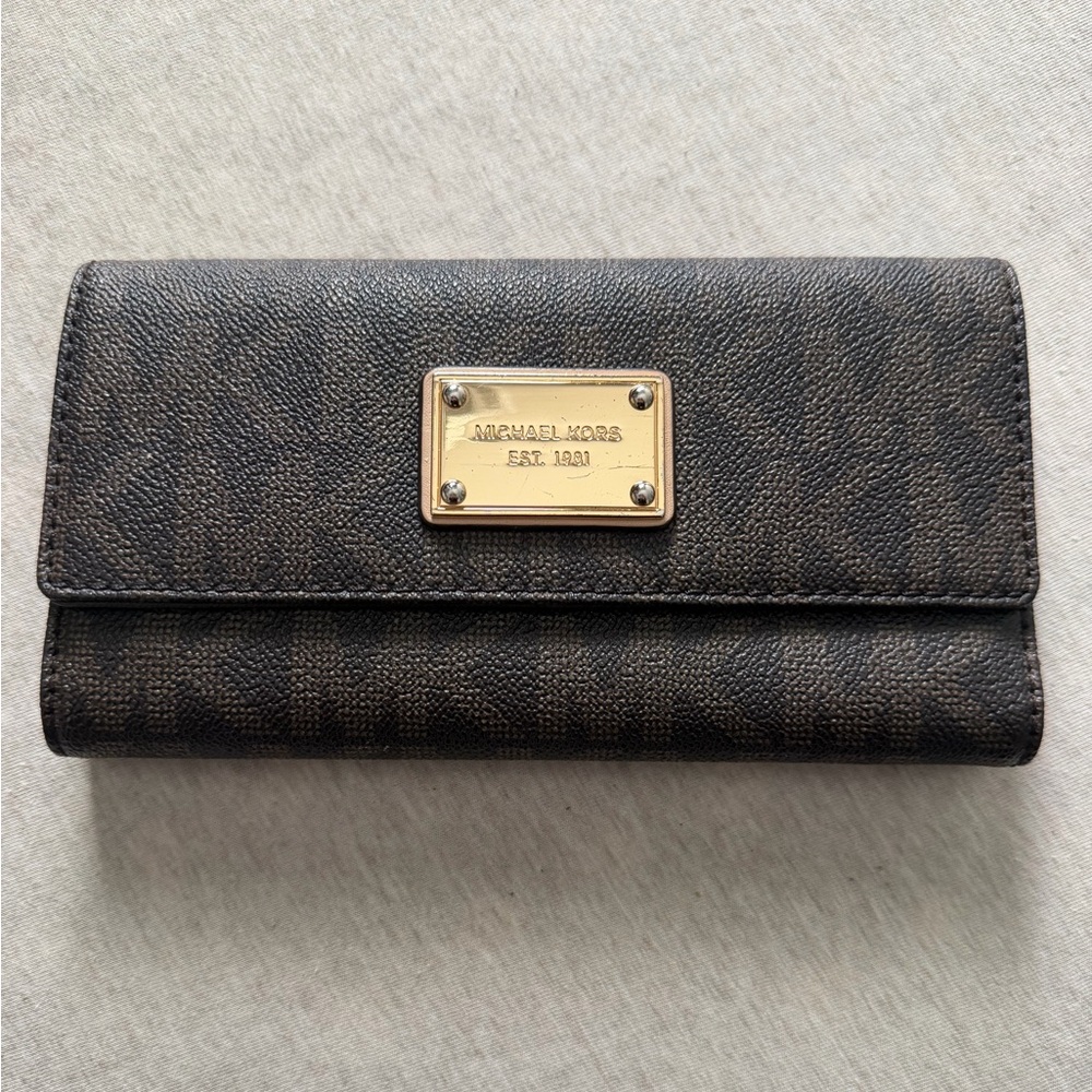 Michael Kors Brown Wallet with Gold Accents
